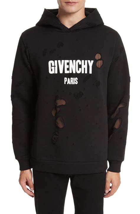 givenchy distressed logo sweatshirt|Givenchy distressed layered hoodie.